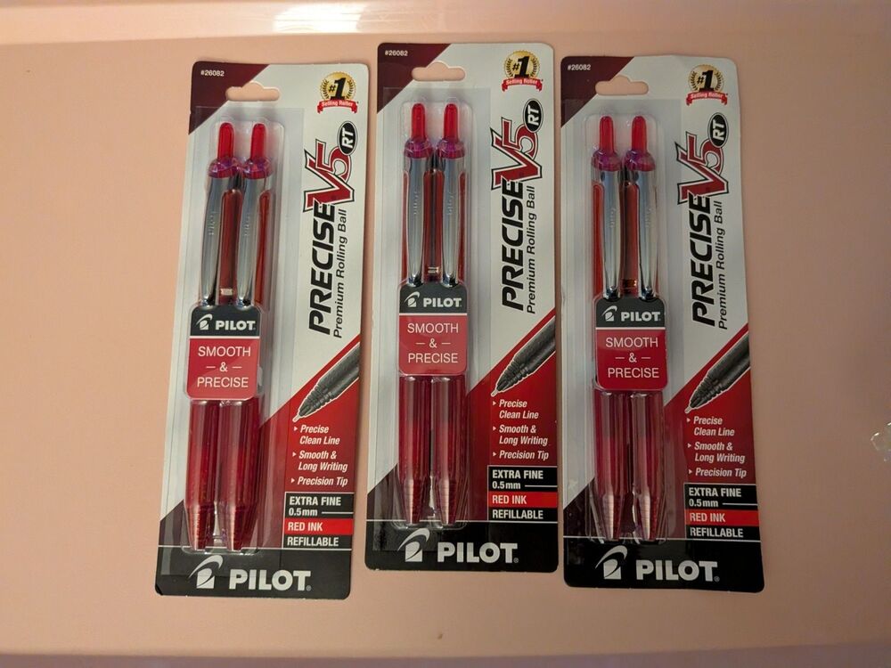 Pilot Precise V5 RT Red Ink, 0.5mm Extra Fine, 2 Pen ct Set of 3
